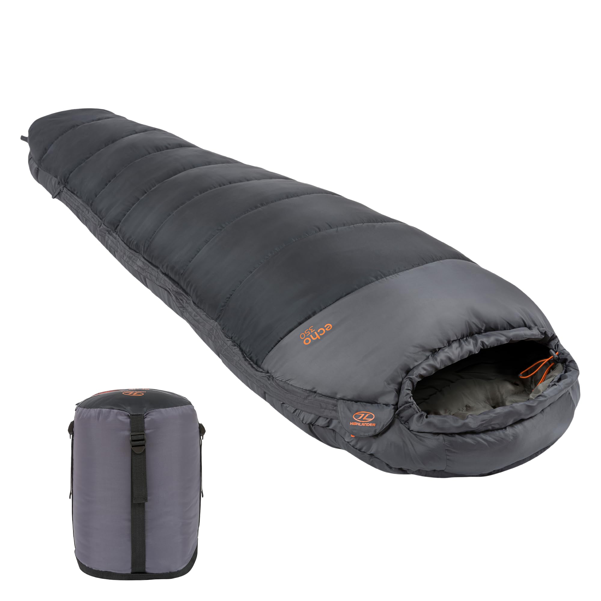 Highlander Sleeping Bag for Adults - 3-4 Season Sleeping Bags - Thick 400gsm Double Layer Insulation for Cold Weather Camping - Thermal Hood with Draw Cord - Compressible Carry Bag