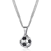 JerryHardice Cross Necklace for Men Stainless Steel Baseball Football Cross Charm Soccer Pendant Necklace for Men Christian Religious Jewelry Sports Accessories Easter Graduation Gift for Boyfriend