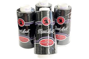 AMERICAN & EFIRD 4 Large Cones (3000 Yards Each) Text 27 Polyester Sewing Quilting Serger Maxi Lock All Purpose Thread White or Black (Black)