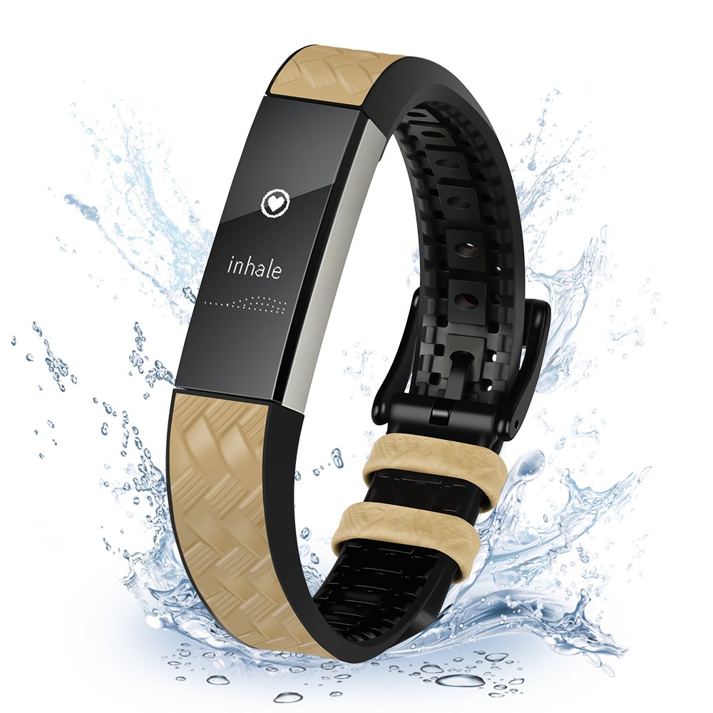 Fitbit Alta HR /Alta Bands for Men&Women, greatgo Replacement Leather TPU Wristbands Accessories Adjustable Sport Small Breathable Strap with Metal Buckle Clasp for Fitbit Alta Fitness Tracker (Grey)