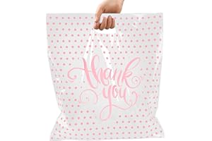 Camtoms Thank You Bags For Business | Plastic Bags With Handles | Plastic Shopping Bags for Small Business | Small Plastic Gift Bags | Boutique Bags | Merchandise Bags 9x12 100pack White 1.5 Mil