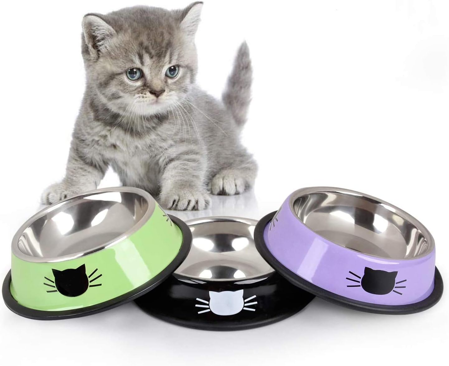 Cat Bowl Pet Bowl Stainless Steel Cat Food Water Bowl with NonSlip