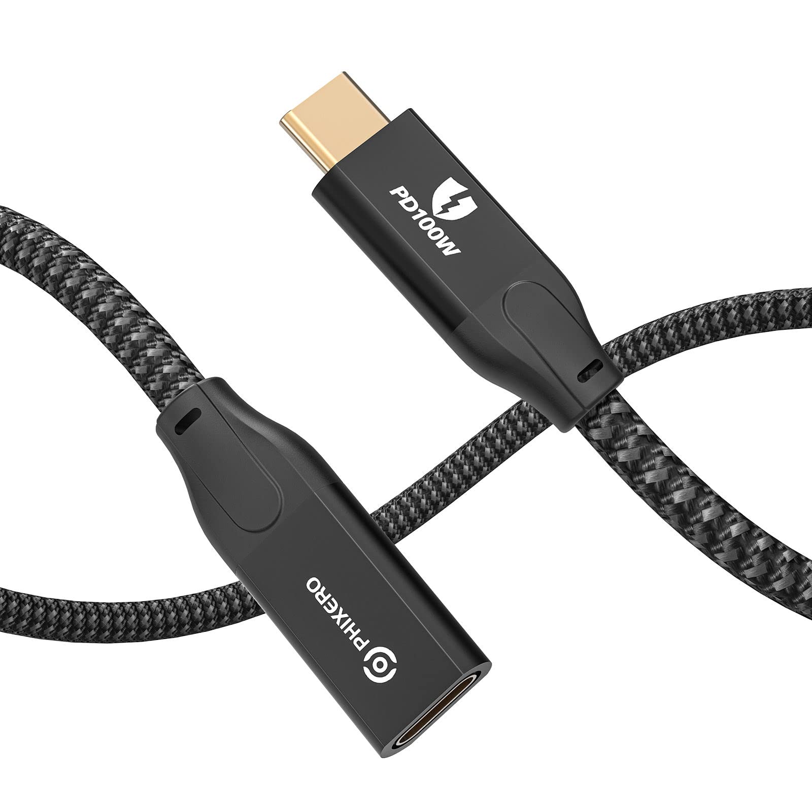 PHIXERO [20Gbps, 100W] USB C Extension Cable 0.5m, USB C Male to Female USB Cable, USB C 3.2 Gen 2x2 Cable, with 4K@60HZ Video Output, Compatible with MacBook Pro/Air、iPad Pro 2020, USB C Hub, Laptop