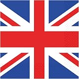 Amscan Union Jack Napkins Pack of 16 33cm Great Britain Tableware Red White Blue