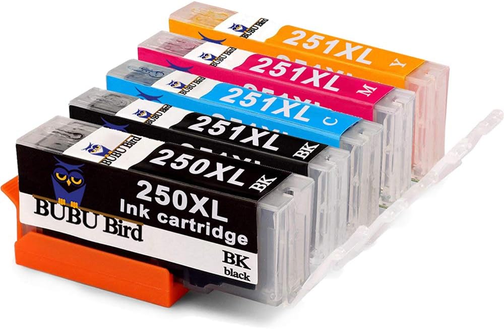 BUBU Bird PGI250 High Yield Compatible Cartridge Compatible Canon PGI-250XL CLI-251XL Cartridge Canon Pixma MX922 MG7520 MG6620 MG5520 IX6820 IP8720 IP7220 MG5620 MG6320 Printer (1set)