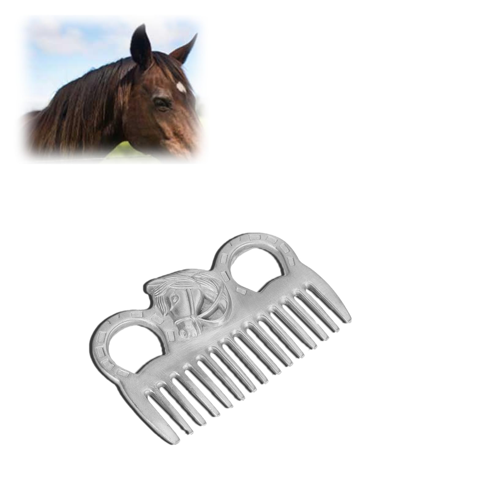 Curry Comb For Horse, Mane Towing Comb For Horses, Mane Comb For Horses, Portable Animal Husbandry Horse Hair Metal Comb Polishing Technology Washing Opening Knot Supply