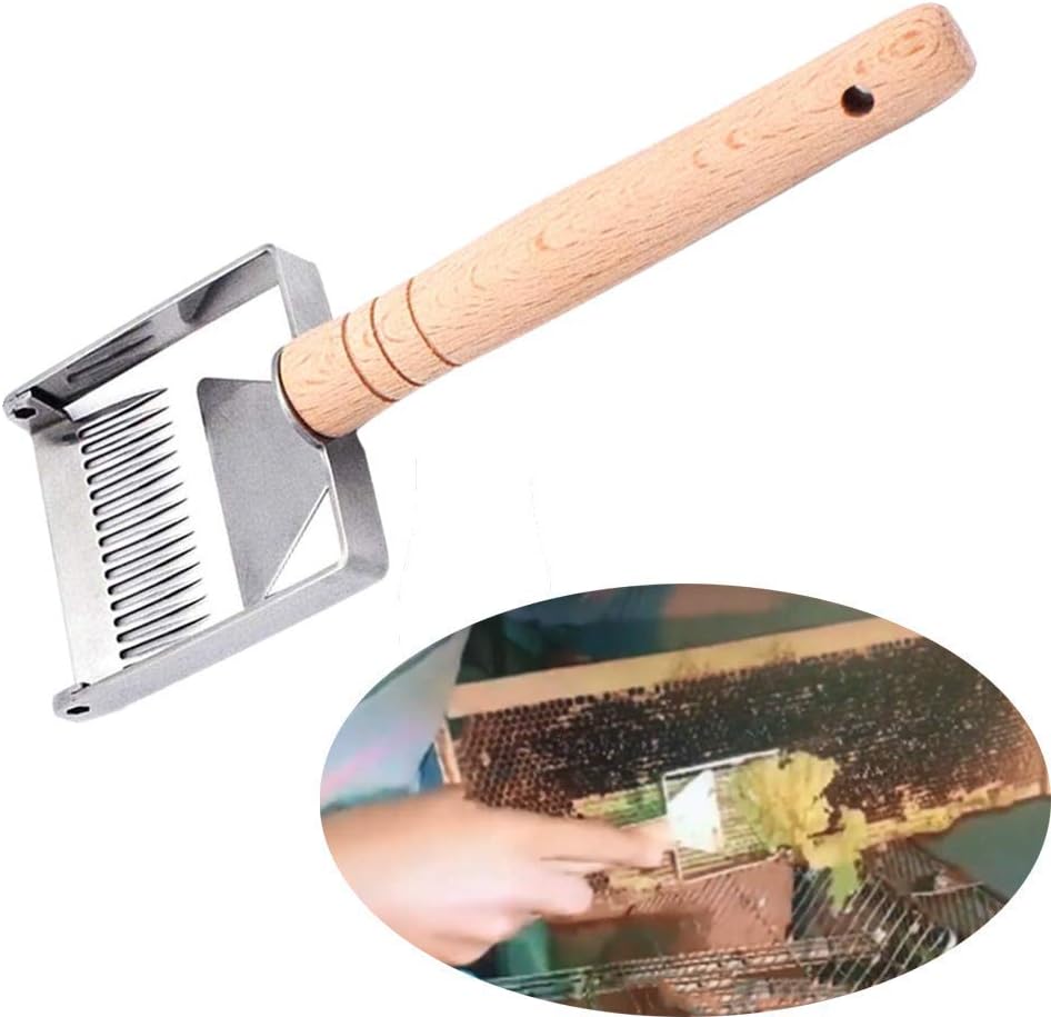 fang FANS Stainless Steel Beekeeping Cut Honey Scraper Shovel Beekeeper Handle Uncapping Fork Honeycomb fork Beekeeping Tool Equipment (silver)