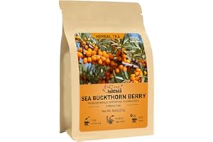 FullChea - Sea Buckthorn Berry, 8oz/227g – Whole Dried Sea Buckthorn Tea, Superfood Berries – High in Vitamin C & Antioxidants for Immune and Skin & Heart Health Support