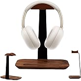 ZHIYUEJING Walnut Wood Headphone Stand,Headphone Rack with Storage Base Plate,Headphones Holder for Study Rooms,Gaming Spaces,Desktop,Office