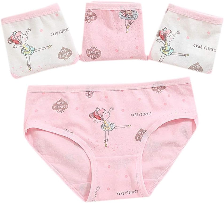 Mousmile Girls Underwear 100% Soft Cotton Little Girl Briefs Cute Cartoon Fairy Panty 4 Pack Dress for Kids 2-10 Years