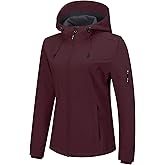 Outdoor Ventures Women's Softshell Jacket with Hood Fleece Lined Warm Lightweight Waterproof Insulated Windbreaker