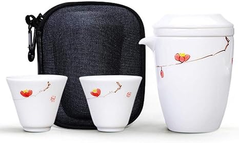 Amazon 湯呑みセット 大人の旅行 ティーセット 収納ケース付き オールインワン茶器 インフューザー付き 1ティーポット2カップ ポータブル ティーカップ オフィス用 アウトドア キャンプ Color Style1 ティーポット オンライン通販