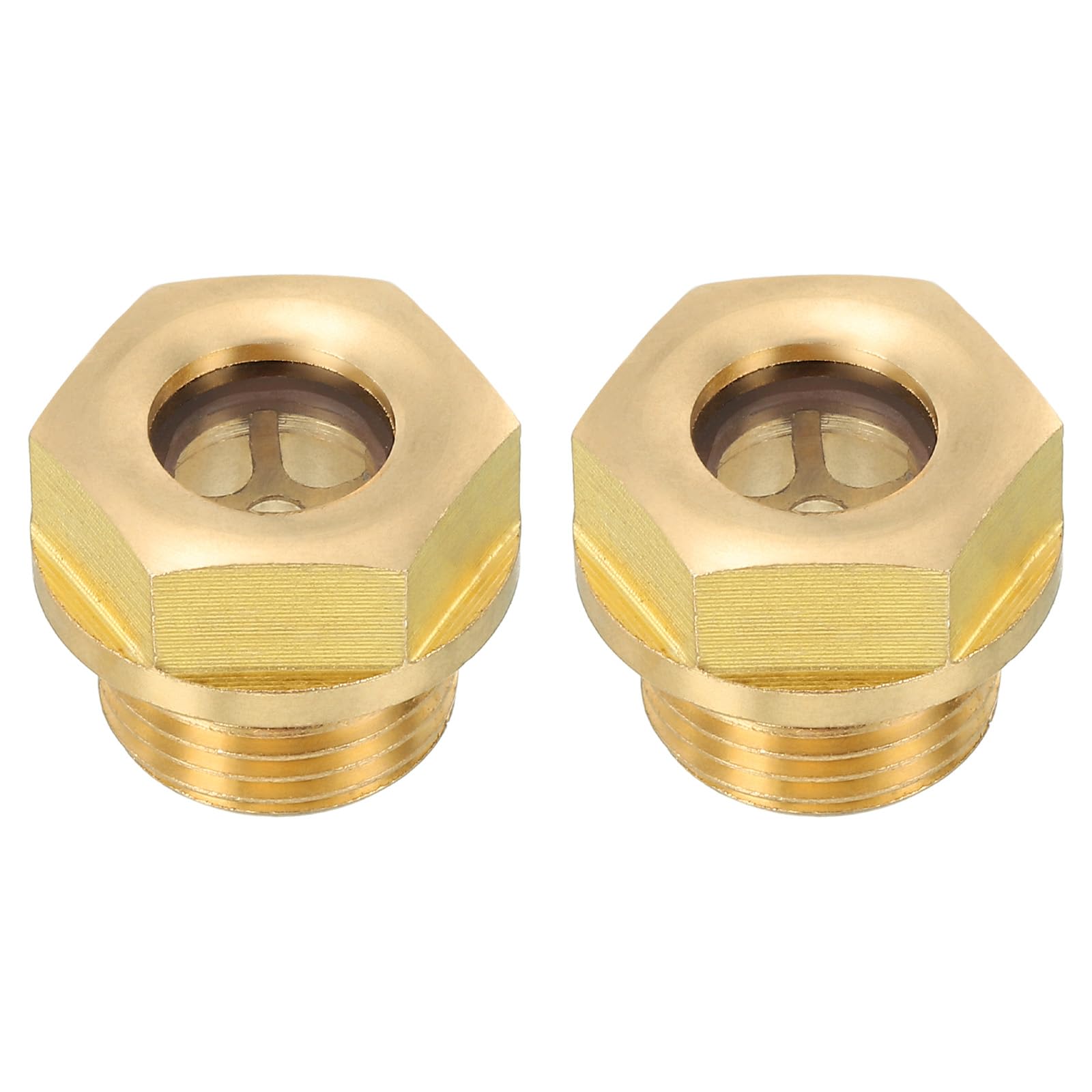 PATIKIL Air Compressor Oil Sight Glass, 2 Pack G 3/8" Male Thread Brass Oil Liquid Level Gauge Air Compressor Parts with O-Ring