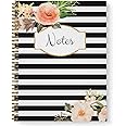 Softcover Classic Floral Notes 8.5" x 11" Spiral Notebook/Journal, 120 College Ruled Pages, Durable Gloss Laminated Cover, Gold Wire-o Spiral. Made in the USA