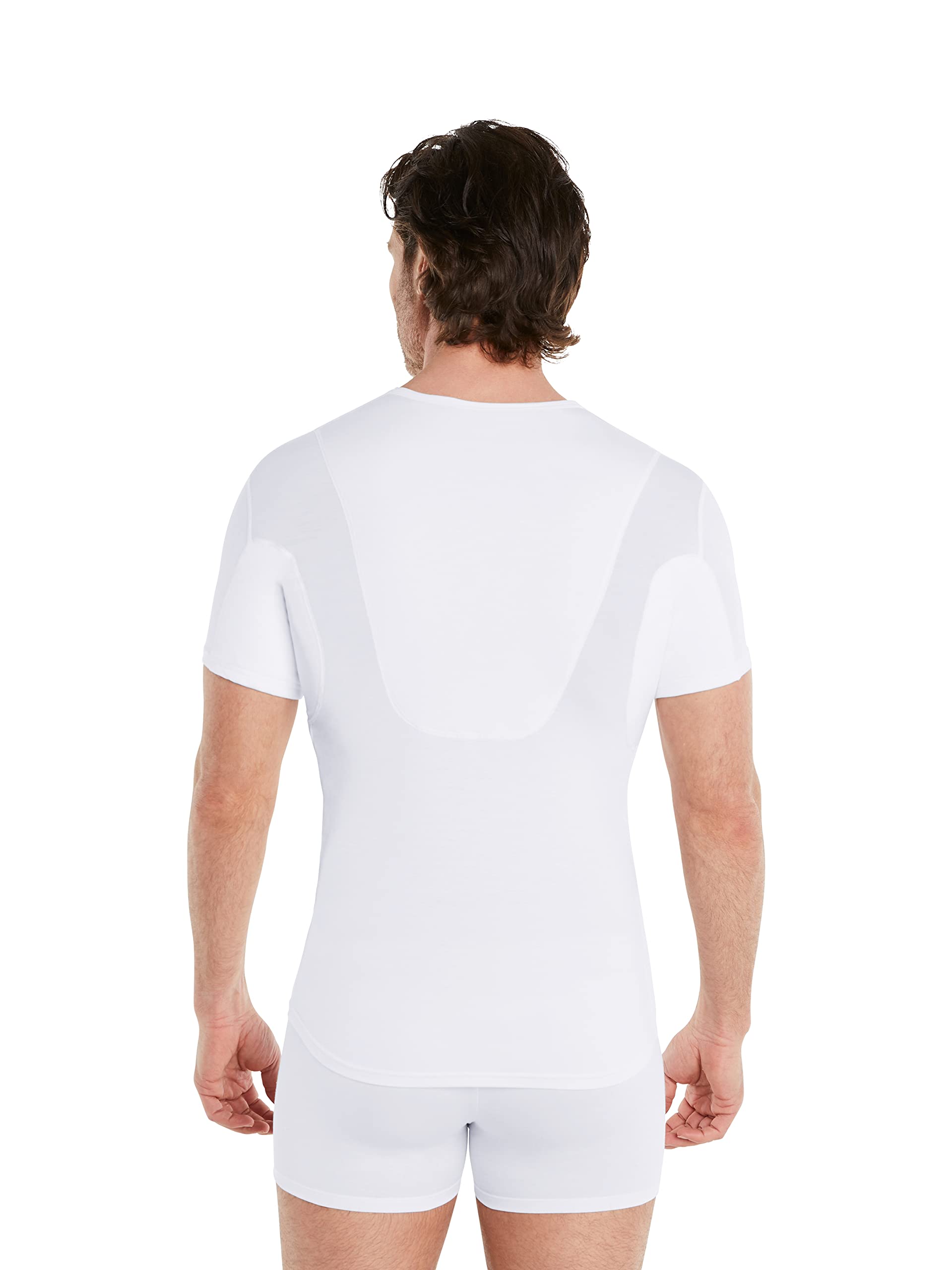 FINN Anti-Sweat Men's Shirt with Back Insert and Built-in Armpit Sweat Pads to Combat Excessive Sweating - Undershirt with Guaranteed Protection Against Sweat Stains and Odour White L
