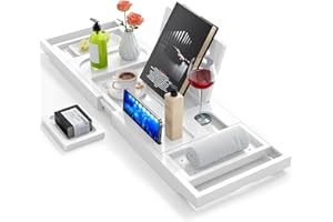 YIRILAN Premium Bathtub Tray Caddy, Expandable Bath Tray, Unique House Warming Gifts, New Home, Anniversary and Wedding Gifts for Couple, Bridal Shower Gift for Women