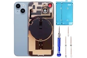 ZVB 14 Back Glass Replacement Kit with Plate & Flex Cable and All Parts, Blue, 6.1 Inch for iPhone 14 Back Cover Glass, with Repair Tools (Blue)
