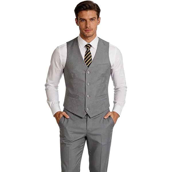 YZHEN Men's Suit Peak Lapel Vest Jacquard(Jacket and Vest Pants