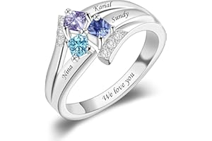 925 Sterling Silver Personalized Mothers Rings with Simulated Birthstones Engraved Family Names Mother's Day Rings Custom Fam