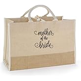 Hortense B. Hewitt Wedding Accessories Lined Natural Jute Tote Bag, 17.5 x 11.5-Inches, Mother of the Bride