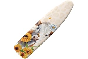 Tongluoye Sunflower Cow Ironing Board Cover and Pad 15 x 54 Thick Ironing Board Protective Ironing Pad Cover for Standard Siz