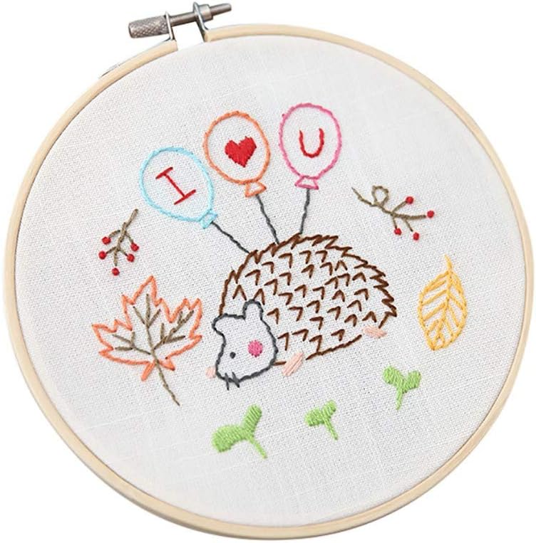 Cinnamou European Style DIY Embroidery Starter Kit with Multi-Shape Pattern & 15cm Bamboo Embroidery Hoop, Color Threads and Tools Cross Stitch Kit for Beginners Art Craft