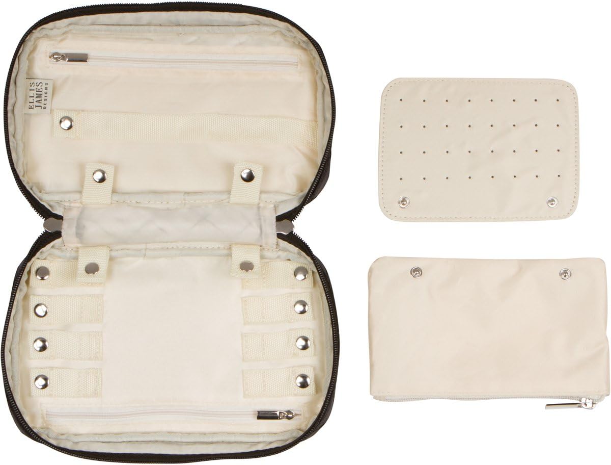 Ellis James Designs Travel Jewellery Organiser Case, Elegant Bag with Quilted Exterior and Padded for Protection - Image 5