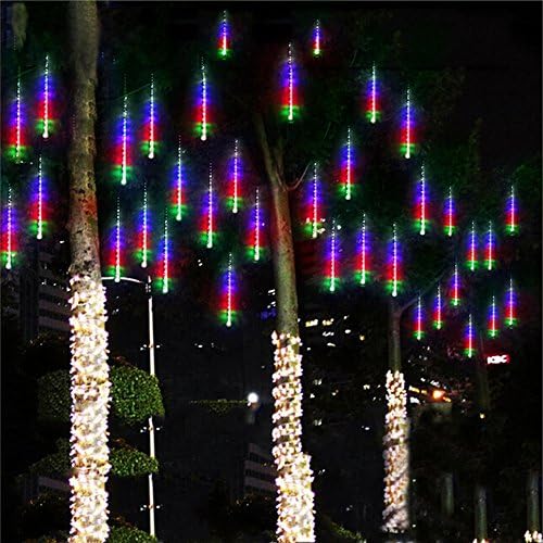 String Lights By LYlife,Waterproof LED Meteor Shower Rain Lights Falling Raindrop Fairy Lights With 30CM 8 Tubes 144 LEDs For Holiday Party Wedding Christmas Tree Decoration (30CM, Multicolor)