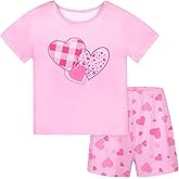 MHJY Girls Pajamas Short Sleeve Pajamas for Kids Soft Shirt & Shorts Girls Pajama Set