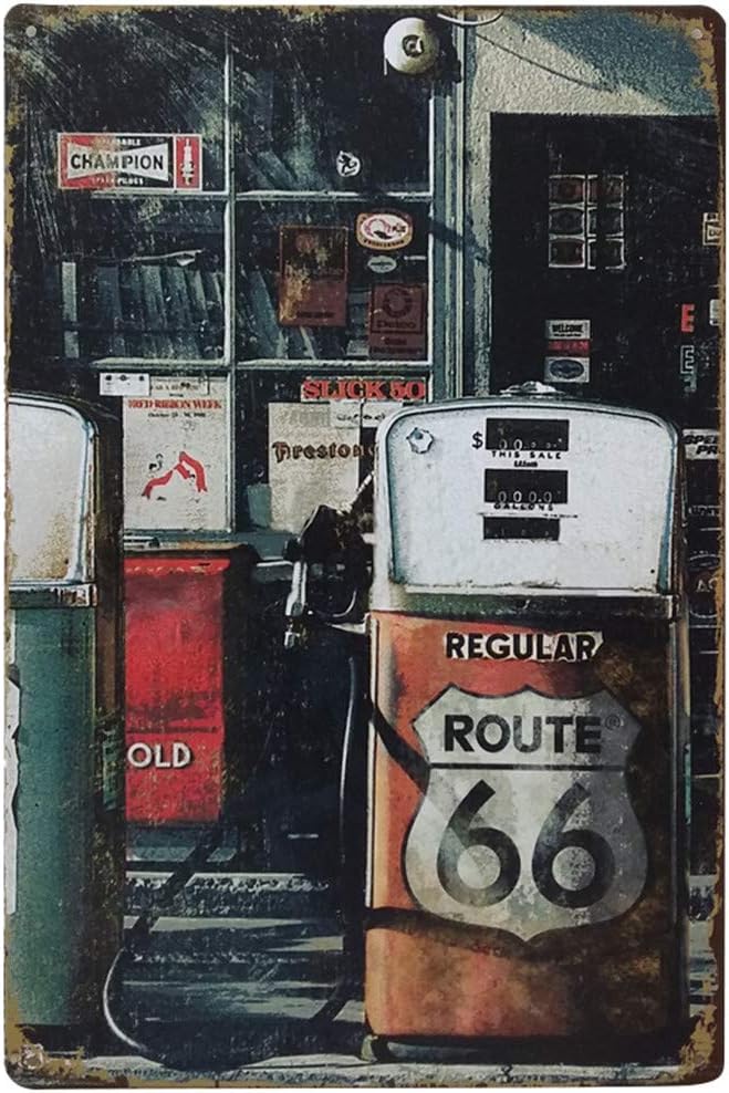 Windwide Retro Metal Paintings “ROUTE 66”Wall Sign Poster Plaque for Bar Pub Club Cafe Home Plate Wall Decor (B)