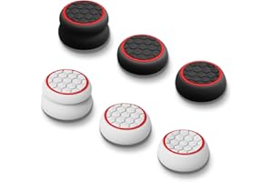 AMOACCESSORIES Thumb Grips Caps Performance Joystick Cover Controller for CQC FPS Games, Compatible with PS5, PS4, Xbox Series X/S, Xbox One, Switch Pro,3Pairs(6pcs) Silicone Armor Pattern Red