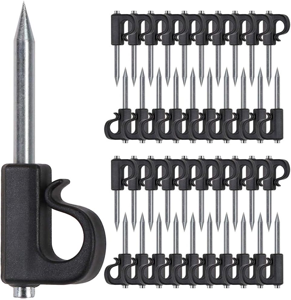 SELEWARE 40pc Q-Hanger Hooks w/ Nails for Outdoor Christmas Lights - Heavy Duty