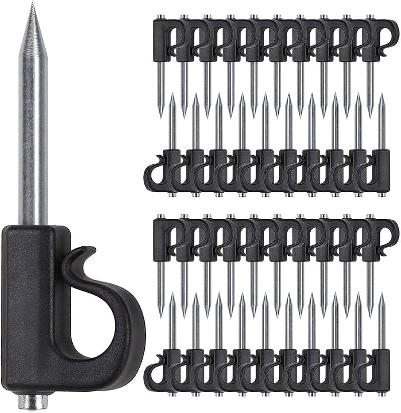 SELEWARE 40pc Q-Hanger Hooks w/ Nails for Outdoor Christmas Lights - Heavy Duty