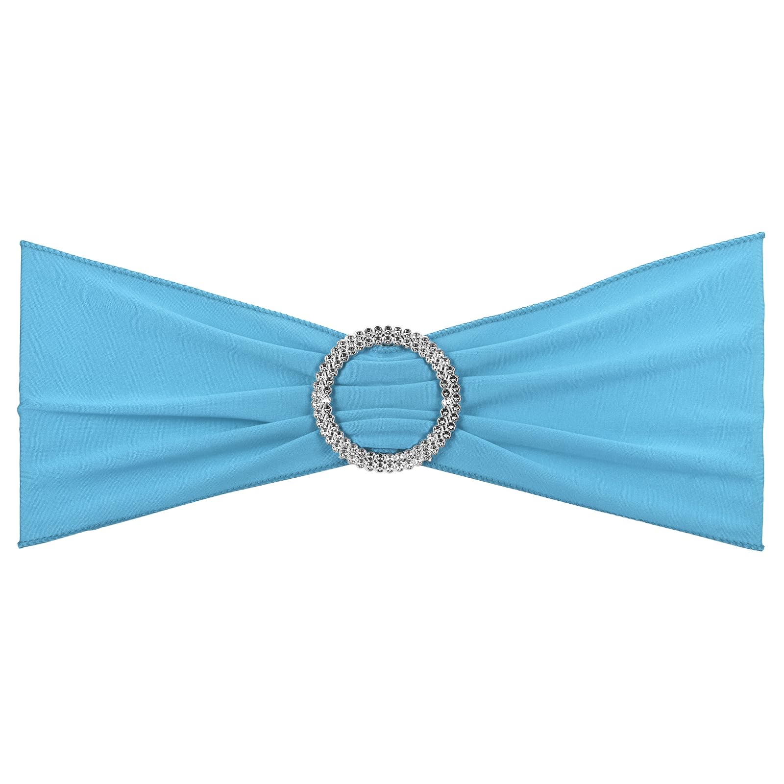 PATIKIL 13" x 5" Stretch Chair Sashes Bows, 10 Pack Elastic Chair Bands Sashes with Buckle Slider for Wedding Banquet Decorations, Light Blue