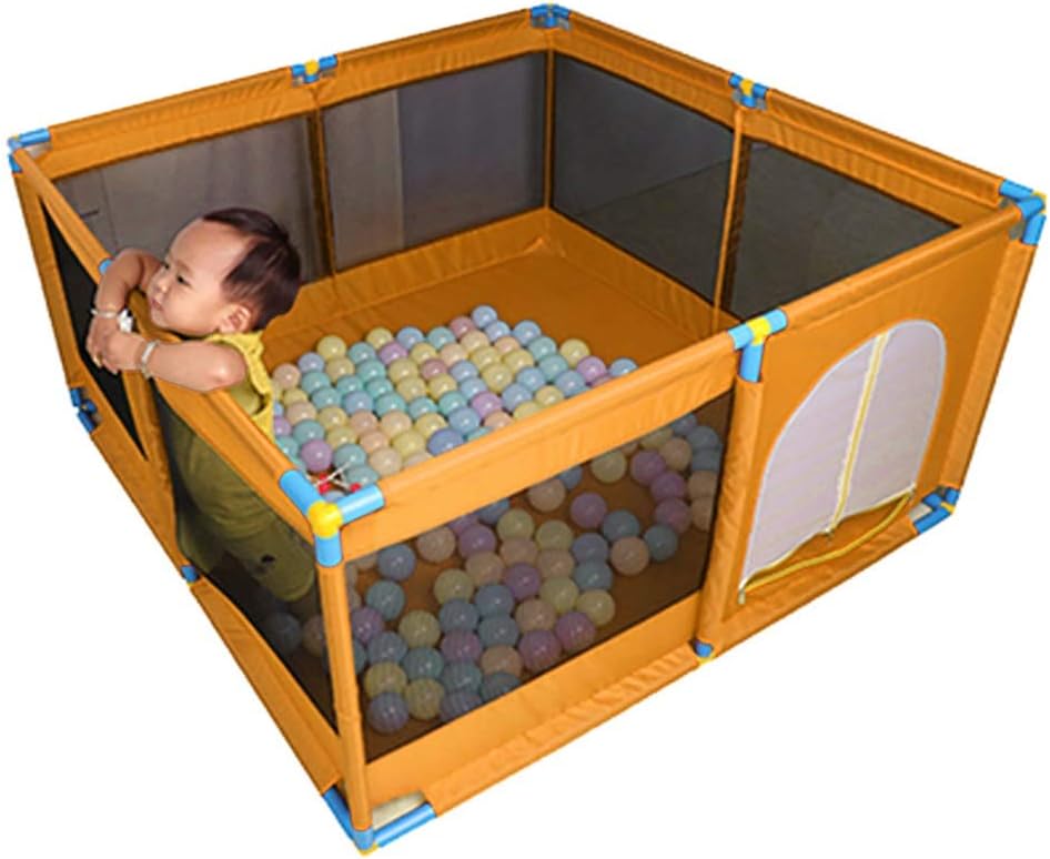 Playpen Toddler Play Yard 8 Panel with Door, Orange Baby Kid's Safety Activity Center, 128x128x66cm