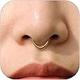 JALZEMPL Gold Nose Rings Hoops 316L Surgical Steel Flower Nose Ring Silver Septum Rings 16g Clicker Daith Hinged Piercing Jewelry Gifts 1.2 * 8mm