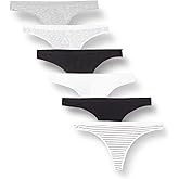 Amazon Essentials Cotton Thong Underwear for Women, Pack of 6