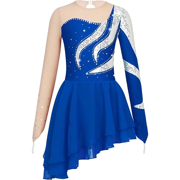Robe Patinage Artistique Fille - Manches Longues Imprimé Danse Gymnastique | Confortable Et Élastique
