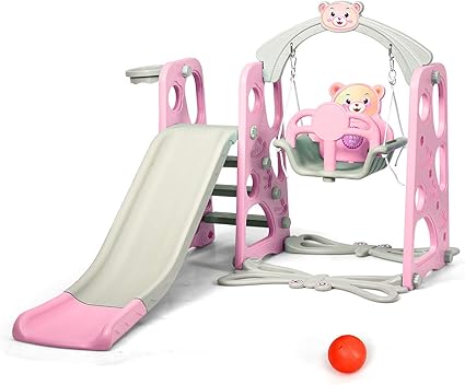 pink swing and slide set