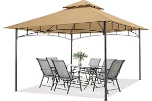 MASTERCANOPY Outdoor Garden Gazebo for Patios with Stable Steel Farme (11x11,Beige)
