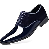 Men's Vintage High Gloss Dress Shoes Patent Leather Suede Oxford Formal Business Suit Tuxedo Shoes