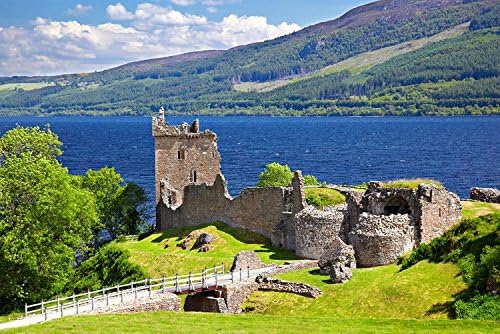 Scotland Urquhart Castle And Loch Ness United Kingdom Europe Art Poster 28" X 18"