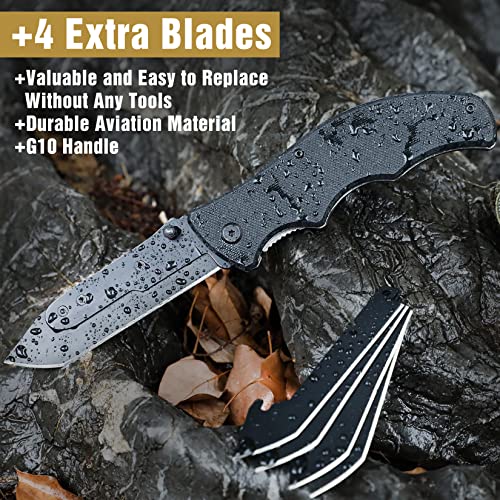 Swiss+Tech Pocket Folding Knife, Replaceable Blade Tactical Knife with