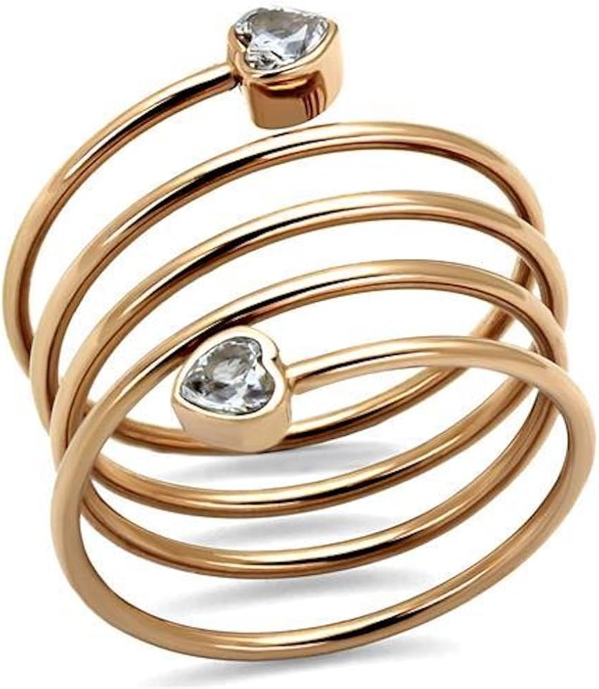 Stainless Steel Ring Rose Gold Plating CZ (AAA grade) Amelia Fashion (9
