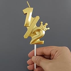 Jumochi Number 1/2 Birthday Candle Half Years Old