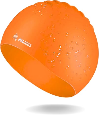 JIMJOOS Kids Swimming Cap Silicone 3–14 Years Anti-Slip Orange