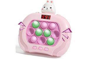 olloiig Pop Fidget Kids It Games Toy, Fast Push Bubble Game Console with LED Screen for Kids 8-12, Handheld Quick Push Game, Autism Sensory Toys, Birthday Xmas Gifts for Boys, Girls, Adults (Rabbit)