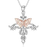 LWXIE Diamond Butterfly Necklaces for Women 925 Sterling Silver Butterfly Pendant Necklace Fine Jewelry Gifts for Wife Mom Girlfriend