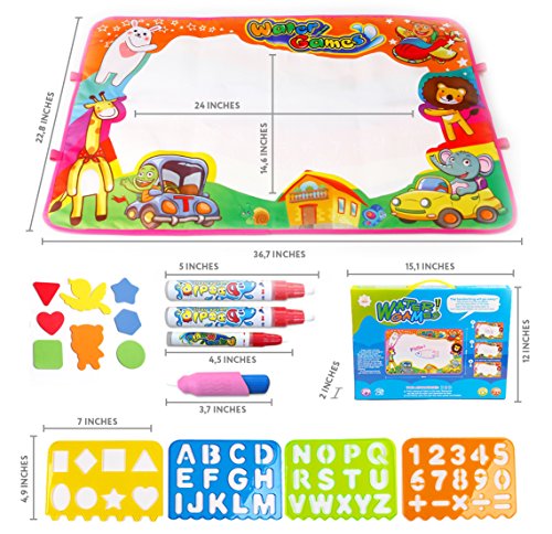 image for PrimeIRIS Large Aqua Magic Doodle Mat Water Drawing Pad Board for Girl