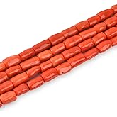 8-10mm*13-18mm Orange Coral Gemstone Freeform Column Semi Precious Loose Beads for Jewelry Making 15.5inch